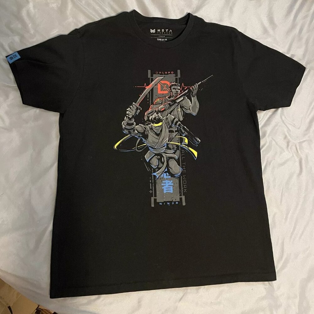 Meta Threads Men's NINJA x DRLUPO Collaboration Black Graphic T-Shirt - Size: L